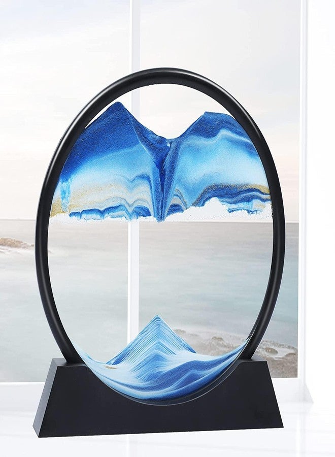 CRAZYABBS Moving Sand Art Picture Glass Liquid Painting 3D Natural Landscape showpieces for Home Decor Antique Gifts for Kids Office Desktop Decoration Desk Table Decorative Items. (Deep Sea) - Image 1